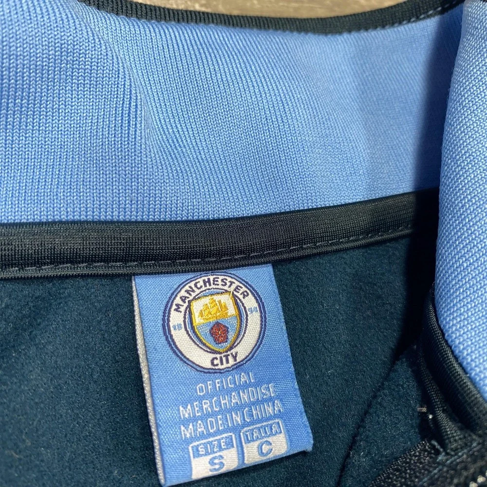 Manchester City Jacket‎ Mens Small Blue Black Soccer Football Zip Track Top